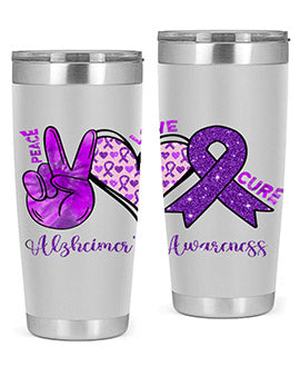 Peace Love Cure Alzheimer Awareness 205#- alzheimers- Tumbler