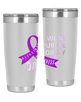 Womens I Wear Purple for My Dad Alzheimers Disease Awareness VNeck 221#- alzheimers- Tumbler