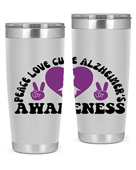 peace love cure alzheimer s awareness 206#- alzheimers- Tumbler