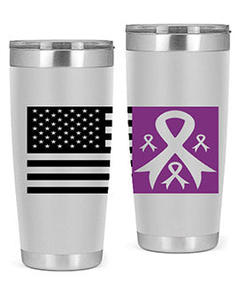 usa flag with alzheimers cancer 219#- alzheimers- Tumbler