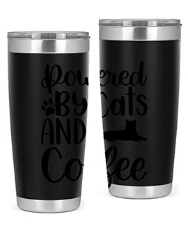 Powered By Cats And Coffee Style 102#- cat- Tumbler