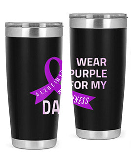 Womens I Wear Purple for My Dad Alzheimers Disease Awareness VNeck 221#- alzheimers- Tumbler