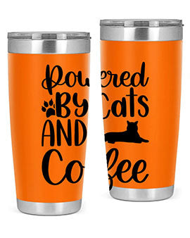 Powered By Cats And Coffee Style 102#- cat- Tumbler