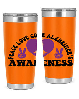 peace love cure alzheimer s awareness 206#- alzheimers- Tumbler