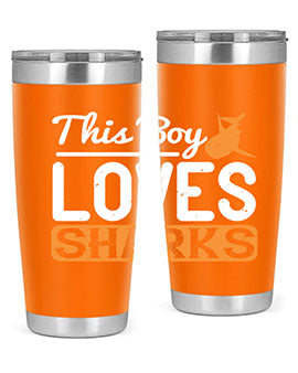 this boy loves sharks Style 14#- shark  fish- Tumbler