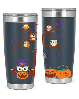 Owl With Pumpkin Halloween Tree A TurtleRabbit 16#- owl- Tumblers