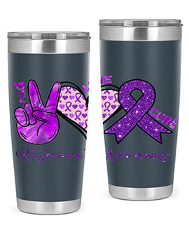 Peace Love Cure Alzheimer Awareness 205#- alzheimers- Tumbler