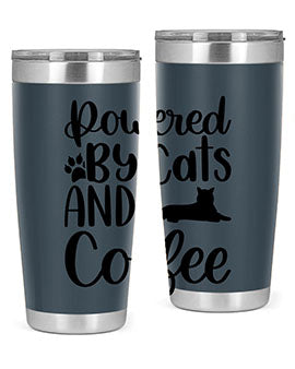 Powered By Cats And Coffee Style 102#- cat- Tumbler