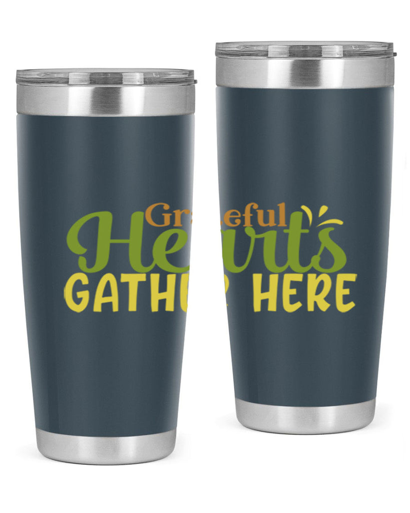 grateful hearts gather here 59#- thanksgiving- Tumbler