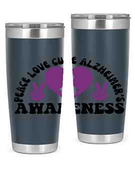 peace love cure alzheimer s awareness 206#- alzheimers- Tumbler