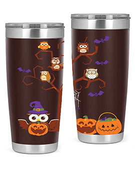 Owl With Pumpkin Halloween Tree A TurtleRabbit 16#- owl- Tumblers