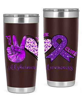 Peace Love Cure Alzheimer Awareness 205#- alzheimers- Tumbler