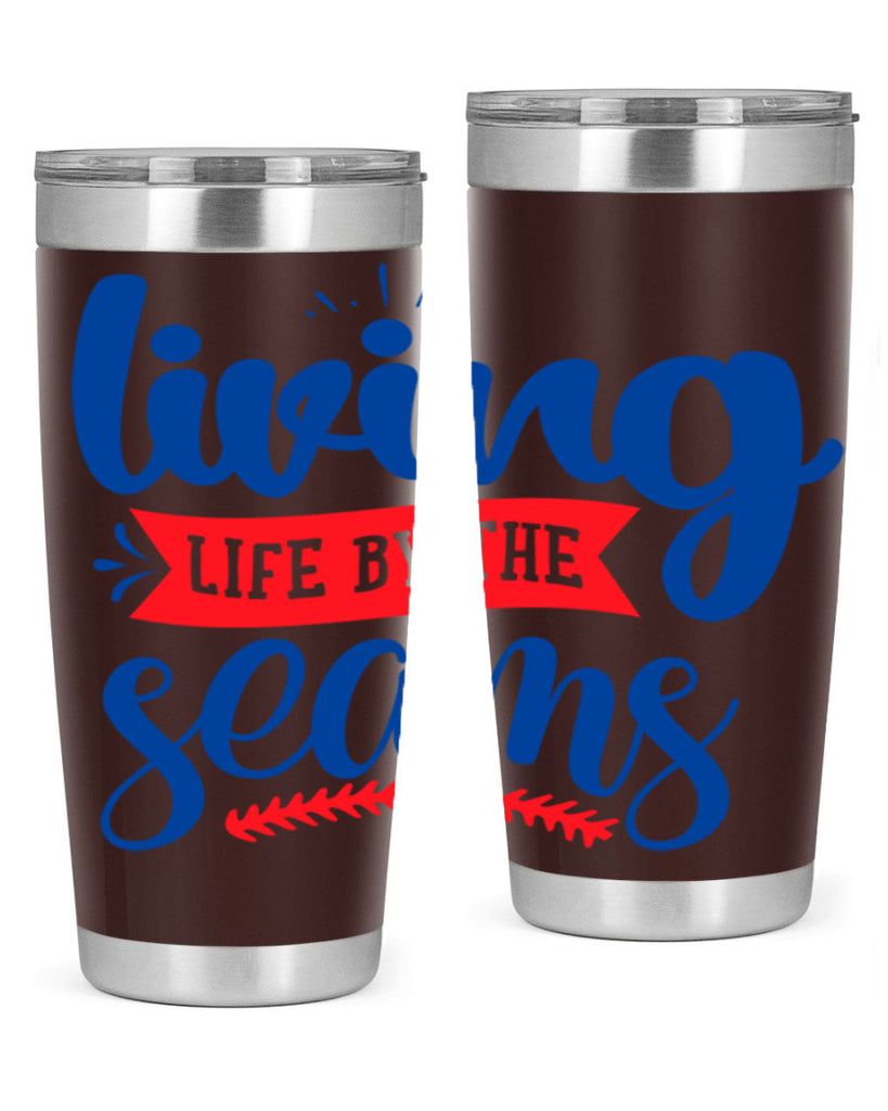 living life by the seams 2054#- baseball- Tumbler