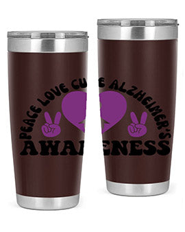 peace love cure alzheimer s awareness 206#- alzheimers- Tumbler