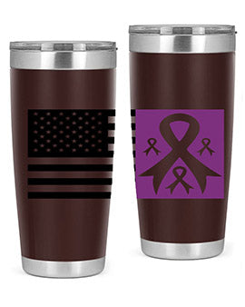 usa flag with alzheimers cancer 219#- alzheimers- Tumbler