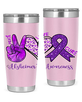 Peace Love Cure Alzheimer Awareness 205#- alzheimers- Tumbler