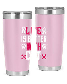 life is better with cat Style 65#- cat- Tumbler