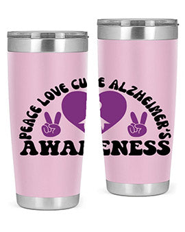 peace love cure alzheimer s awareness 206#- alzheimers- Tumbler