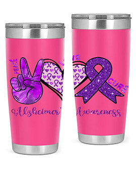 Peace Love Cure Alzheimer Awareness 205#- alzheimers- Tumbler