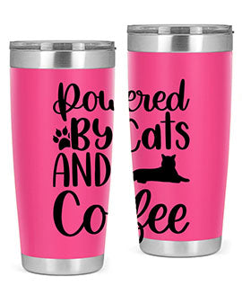 Powered By Cats And Coffee Style 102#- cat- Tumbler