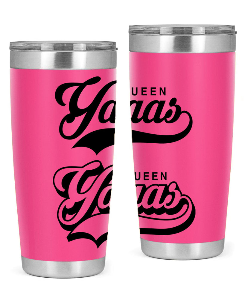 yaaas queen script 5#- black words phrases- Cotton Tank