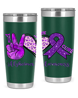 Peace Love Cure Alzheimer Awareness 205#- alzheimers- Tumbler