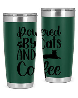 Powered By Cats And Coffee Style 102#- cat- Tumbler