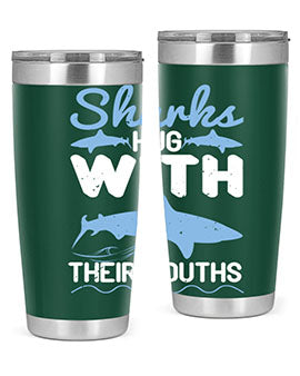 Sharks hug with their mouths Style 22#- shark  fish- Tumbler