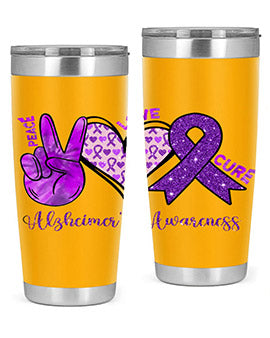 Peace Love Cure Alzheimer Awareness 205#- alzheimers- Tumbler