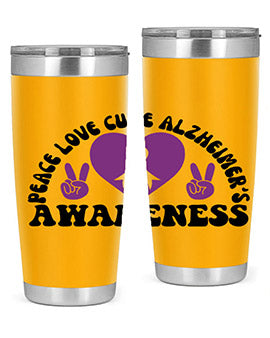 peace love cure alzheimer s awareness 206#- alzheimers- Tumbler