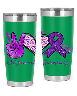 Peace Love Cure Alzheimer Awareness 205#- alzheimers- Tumbler