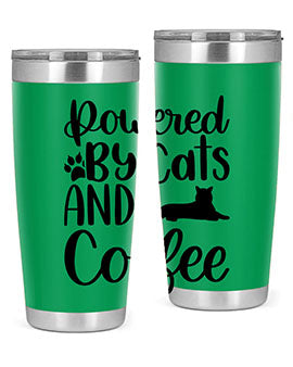 Powered By Cats And Coffee Style 102#- cat- Tumbler