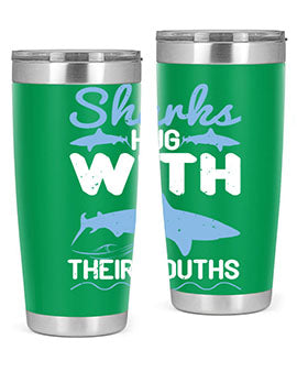 Sharks hug with their mouths Style 22#- shark  fish- Tumbler
