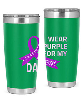 Womens I Wear Purple for My Dad Alzheimers Disease Awareness VNeck 221#- alzheimers- Tumbler