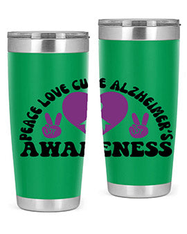 peace love cure alzheimer s awareness 206#- alzheimers- Tumbler