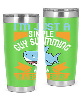 Im just a simple guy swimming in a sea of shark Style 74#- shark  fish- Tumbler