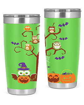 Owl With Pumpkin Halloween Tree A TurtleRabbit 16#- owl- Tumblers