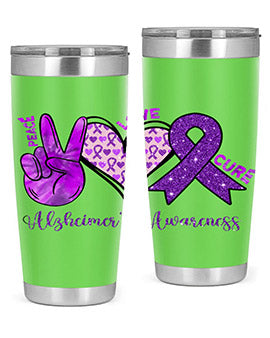 Peace Love Cure Alzheimer Awareness 205#- alzheimers- Tumbler