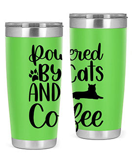 Powered By Cats And Coffee Style 102#- cat- Tumbler
