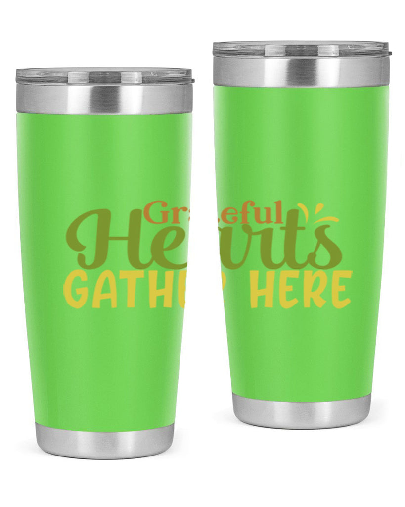 grateful hearts gather here 59#- thanksgiving- Tumbler