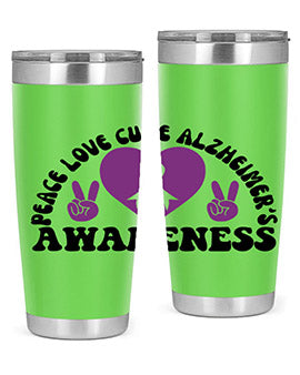 peace love cure alzheimer s awareness 206#- alzheimers- Tumbler