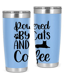 Powered By Cats And Coffee Style 102#- cat- Tumbler
