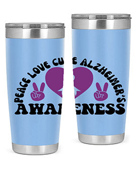 peace love cure alzheimer s awareness 206#- alzheimers- Tumbler