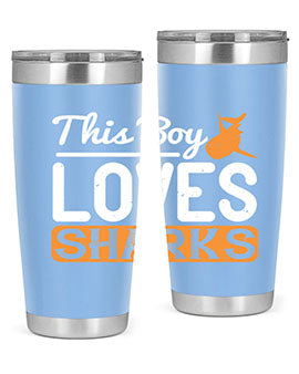 this boy loves sharks Style 14#- shark  fish- Tumbler