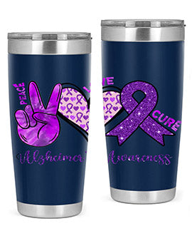Peace Love Cure Alzheimer Awareness 205#- alzheimers- Tumbler