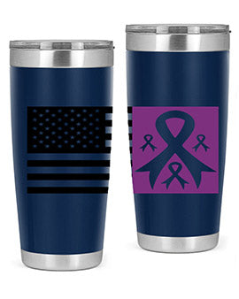 usa flag with alzheimers cancer 219#- alzheimers- Tumbler