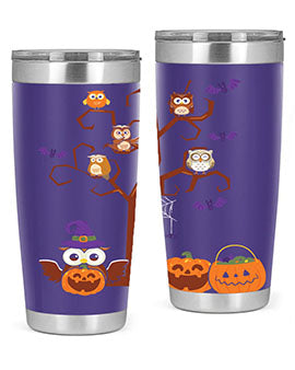 Owl With Pumpkin Halloween Tree A TurtleRabbit 16#- owl- Tumblers