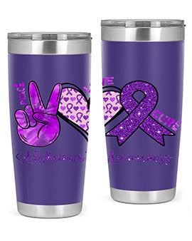 Peace Love Cure Alzheimer Awareness 205#- alzheimers- Tumbler