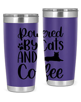 Powered By Cats And Coffee Style 102#- cat- Tumbler