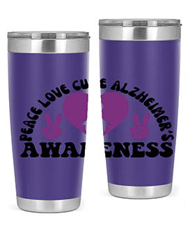 peace love cure alzheimer s awareness 206#- alzheimers- Tumbler
